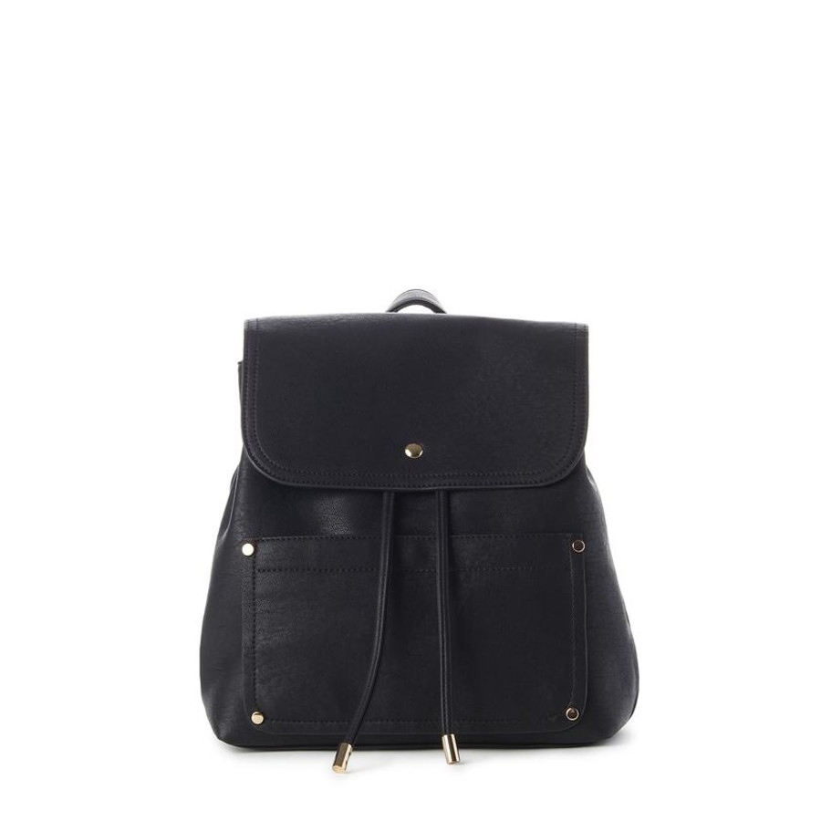 SABRINA Button Snap Backpack {Black}