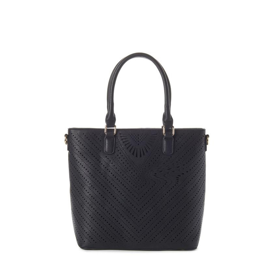 STACY Perforated Tote Bag {Black}