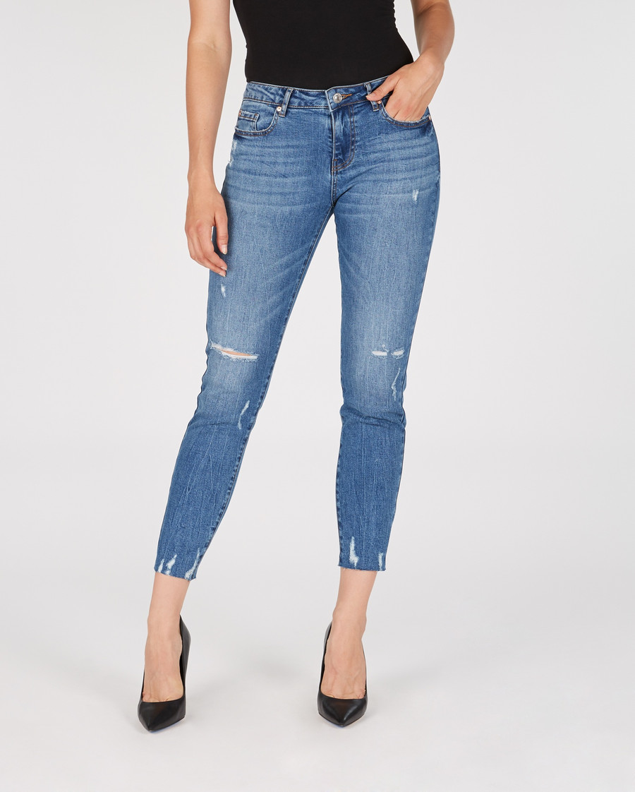 Vienna Mid Rise Crop Fray {Blue}