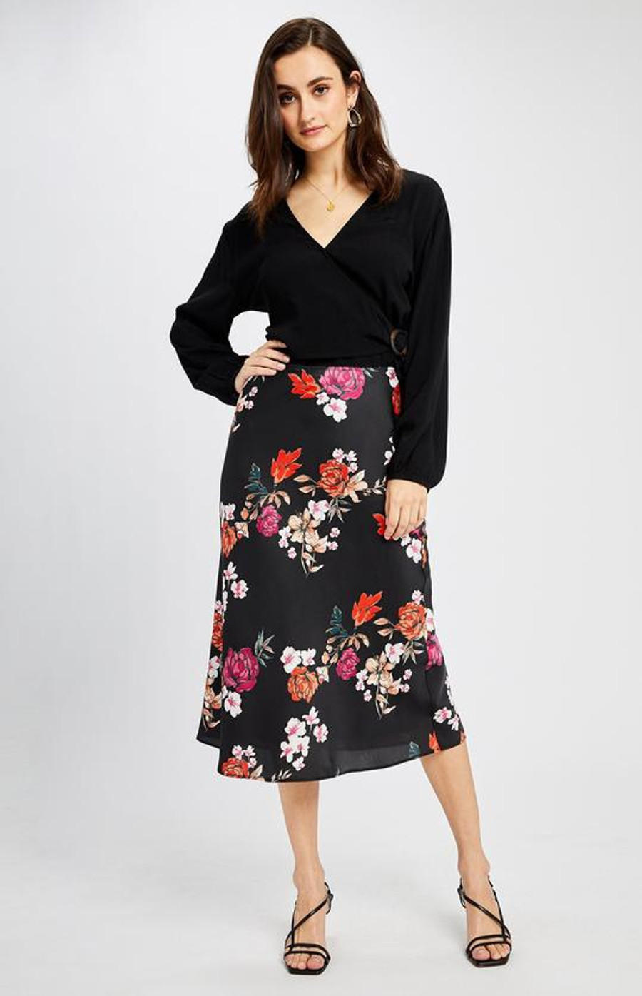 Lorelei Midi Skirt {Blk Tropic}