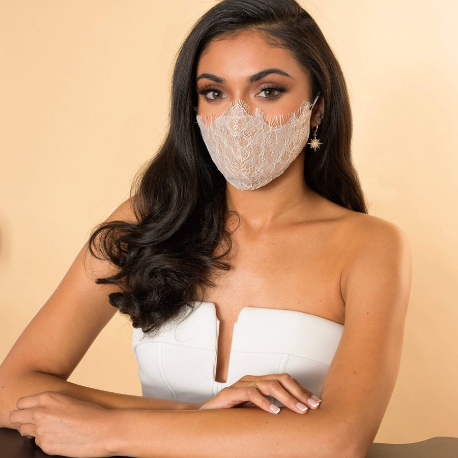 Luxury Lace Mask {Nude/Wht}