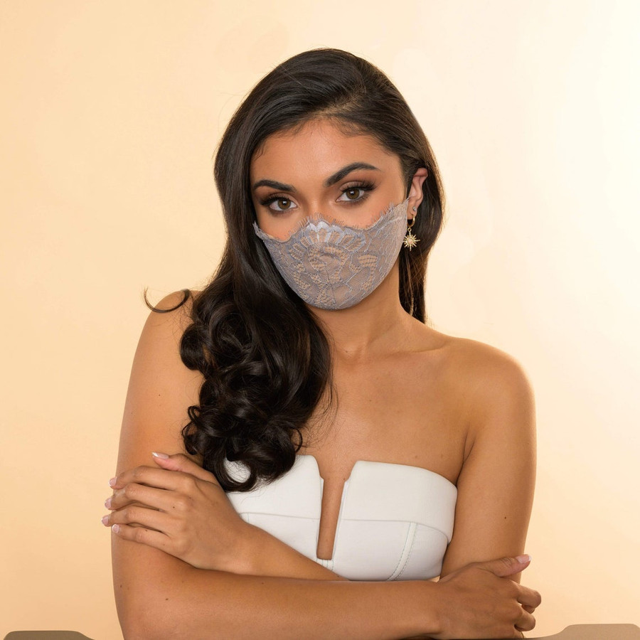 Luxury Lace Mask {Nude/Silver}