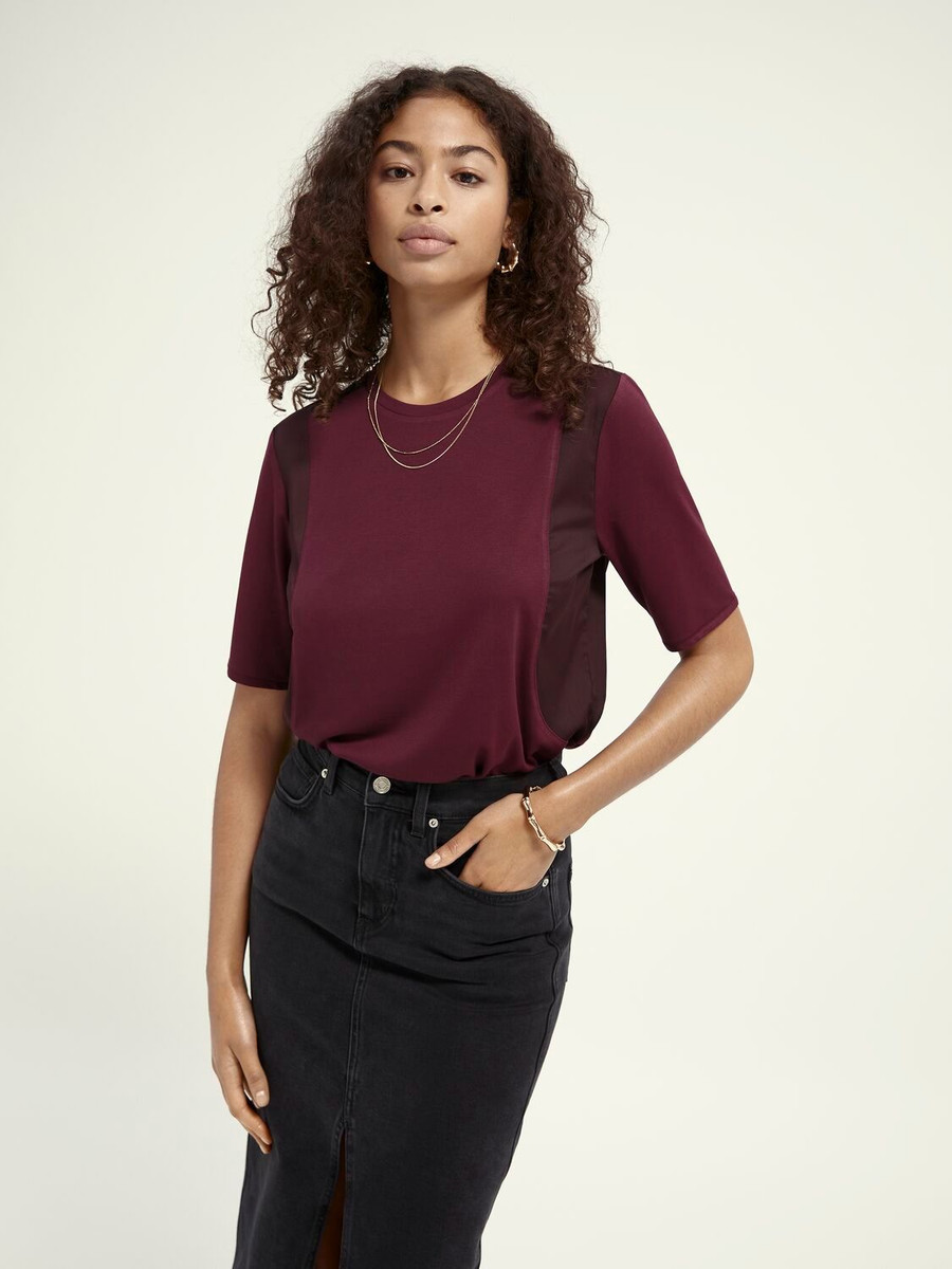 Jersey Mixed SS Tee {Plum}