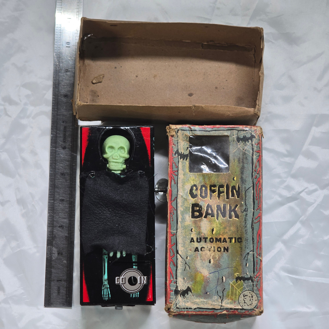 Vintage Japanese Yone Skeleton Coffin Bank (LATE 50s, EARLY 60s