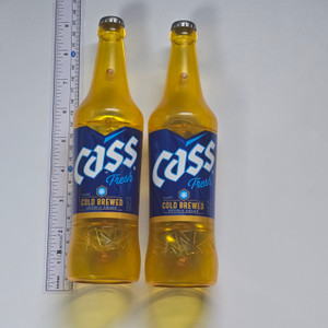 Korean Cass Beer Bottle Shaped Maracas Pair (UNUSED / DEADSTOCK) (IM GUESSING THESE WERE A NORAEBANG / KARAOKE PROMOTIONAL ITEM) - 20260105 - RWK595
