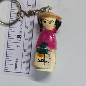 Wooden Doll Lady Mini Figure Keychain Charm Strap - 20260116 - RWK596
