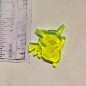 Teeny Tiny Vintage Pokemon Korean Rubber Ddakji - Clear Yellow - Jumping Pikachu - 20260306