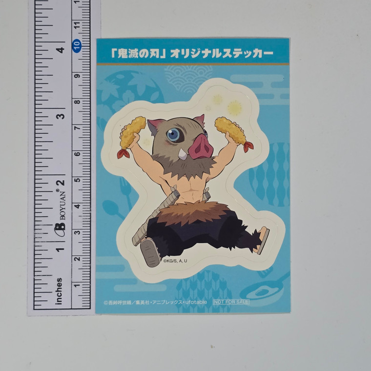 Demon Slayer X Lawson Promo Sticker - Inosuke Hashibira Holding Shrimp Tempura - 20260204 - RWK597
