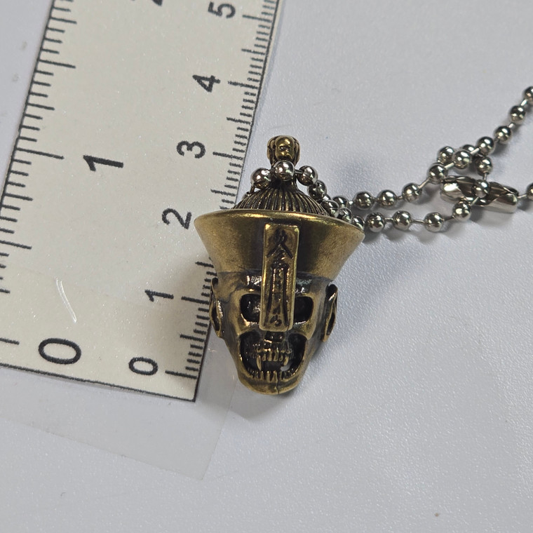 Diecast Metal Jiangshi Head  Mini Figure Keychain Charm Strap - Bronze Color - 20260421