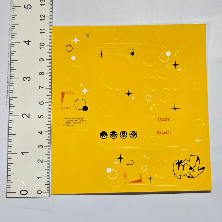 Pokemon Pikachu Nintendo "NEW 3DS" System Sticker Sheet - 20260602 - RWK651 - BKBNDR
