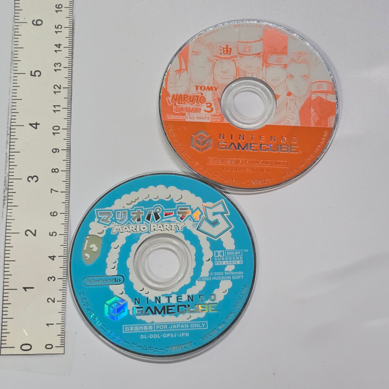 Super Scratched Up, UNTESTED Junk Japanese Loose Gamecube Game Discs - Mario Party 5 & Some Fucking Naruto Game - 20260607 - RWK622