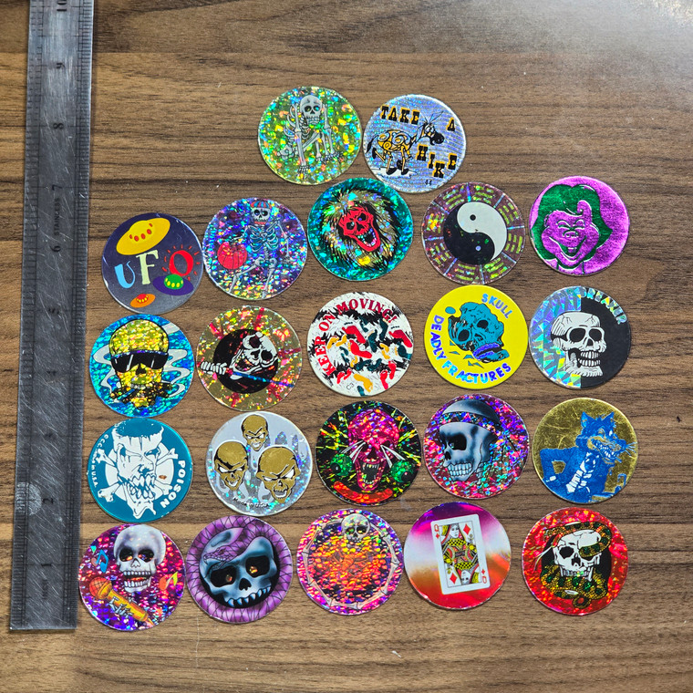Childhood POGS Lot - Mostly Skulls & All Shiny Bois - 20260825
