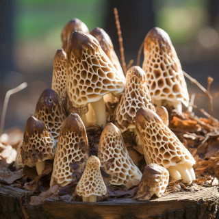 Morel Mushrooms showing unique characteristics like cap, stem, and shape