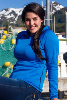 WOMEN'S HOODIE / (SALE - CLOSEOUT) /  Bermuda Blue (Black thread)