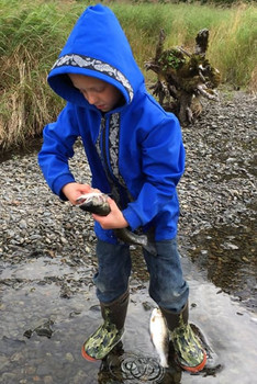 BEACHBERRY JACKET / (Softshell) / Pacific Blue, / Salmon-Grey (trim)