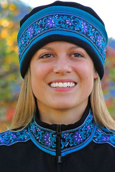 WOMEN'S AURORA HAT / (Softshell) /  Ocean, Black,  / Wild Geranium (trim)