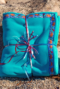 BLANKET - 5' x 5'  / (Double-Sided Thermal Fleece) /  Glacier Aqua, / Katmai-Teal (trim)