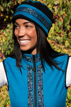 WOMEN'S AURORA HAT / (Softshell) /  Ocean, Black,  / Totem-Aqua (trim)