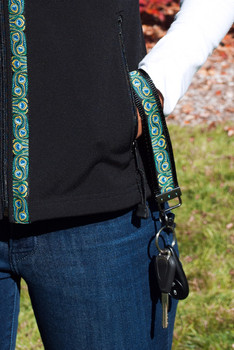 WRIST KEY HOLDER / Peacock Feathers trim 