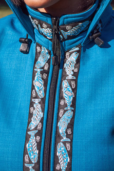 WOMEN'S GLACIER VEST / (Softshell) /  Ocean, / Salmon-Sky (trim)