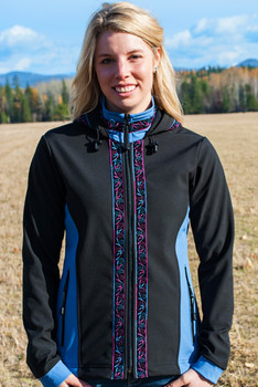 ALEUTIAN JACKET / (Softshell) / Black, Twilight, / Velvet-Berry (trim)