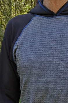 MEN'S HOODIE /   Alloy Grey, Black (waffle-textured) with Navy thread