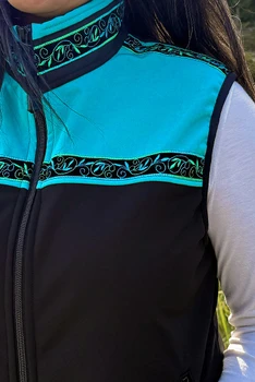 WOMEN'S KODIAK VEST / (Softshell) /  Black, Tide Pool, / Velvet-Beachglass trim