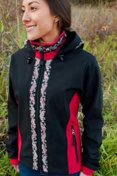 ALEUTIAN JACKET / (Softshell) / Black, Ruby, / Salmon-Red (trim)