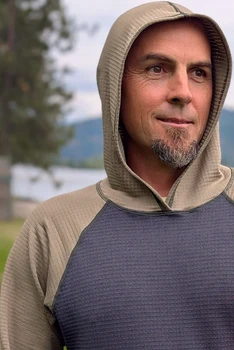 MEN'S HOODIE /   Owl Grey, Tan (Olive thread)