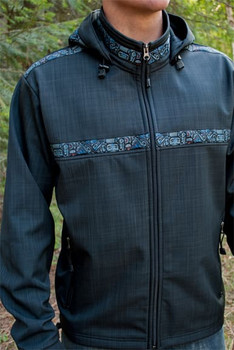 TUNDRA JACKET / (Softshell) / Solid Raven, / Totem-BlueGrey (trim)
