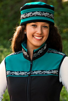WOMEN'S KODIAK VEST / (Softshell) / Black, Teal, / Salmon-Grey (trim)