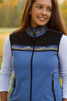 WOMEN'S KODIAK VEST / - SALE - CLOSEOUT - / (Softshell) / Twilight, Black, / Sandpipers-Tan (trim)