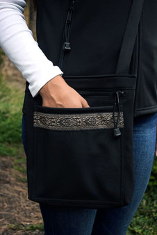 SHOULDER BAG / (Softshell) / Black,  / Fleur de Lis (trim)
