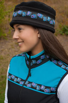 WOMEN'S AURORA HAT / (Softshell) / Solid Black,  / Bear Tracks-Purple (trim)