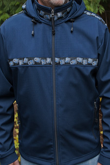 TUNDRA JACKET / (Softshell) / Solid Navy, / Bear Tracks-Blue (trim)