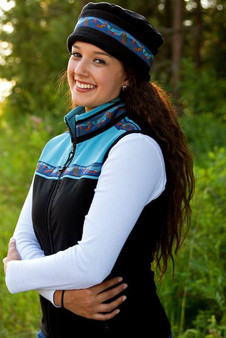WOMEN'S KODIAK VEST / (Softshell) / Black, Calypso, / Sea Otters-Navy (trim)