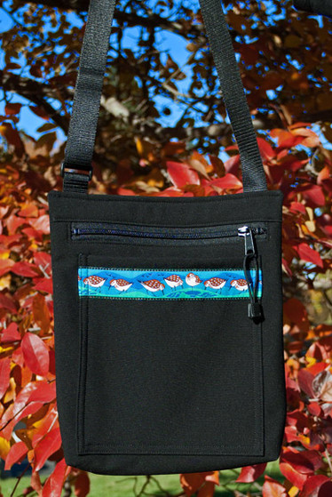 SHOULDER BAG / (Softshell) / Black,  / Sandpipers-Teal (trim)