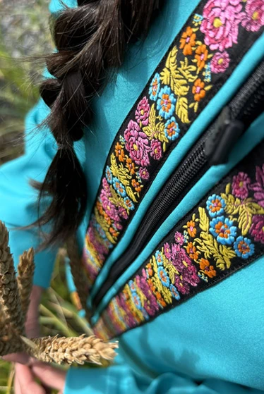 DENALI JACKET / (Softshell)  /  Tide Pool, / Sitka Rose-Sun (trim)