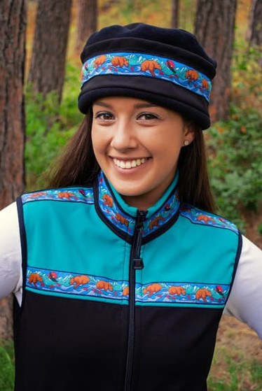 WOMEN'S AURORA HAT / (Softshell) / Solid Black,  / Katmai-Teal (trim)
