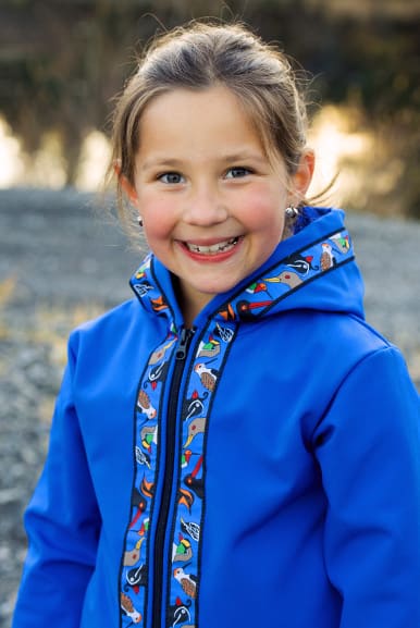 BEACHBERRY JACKET / (Softshell) / Pacific Blue, / Alaska Chatter