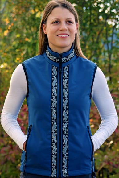 WOMEN'S GLACIER VEST / (Softshell) / Bluestone, / Salmon