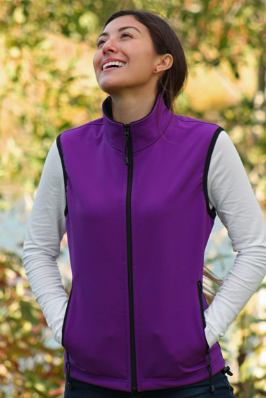WOMEN'S GLACIER VEST / (Softshell) / Razzleberry, / Salmon-Purple