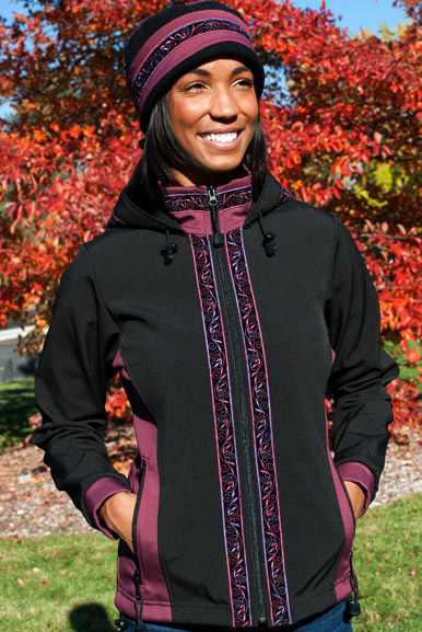 ARCTIC JACKET / (Softshell) / Black, Plumwine, / Velvet-Plum (trim