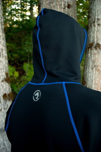 MEN'S HOODIE / Solid Black (Blue thread)