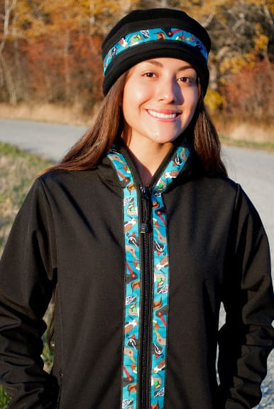 DENALI JACKET / (Softshell) / Black, / Alaska Chatter-Teal (trim
