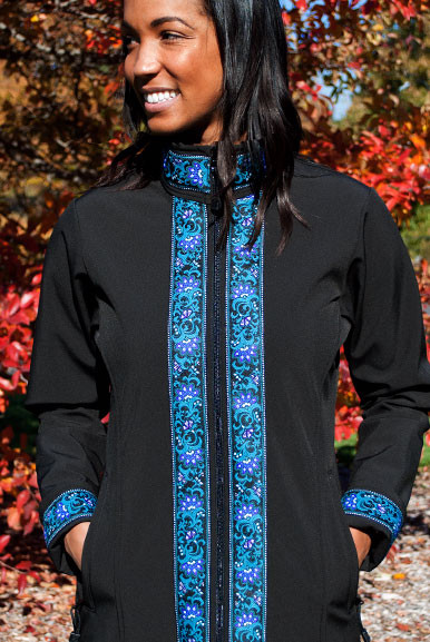 BOREALIS JACKET / (Softshell) / Black, / Wild Geranium (trim