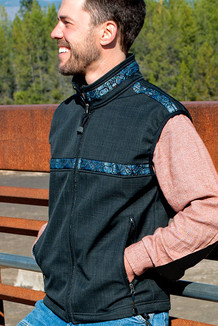 YUKON VEST / (Softshell) / Raven with Totem (BlueGrey)