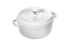 Staub Cast Iron 7 qt. Round Cocotte - White Truffle with Stainless Steel Knob