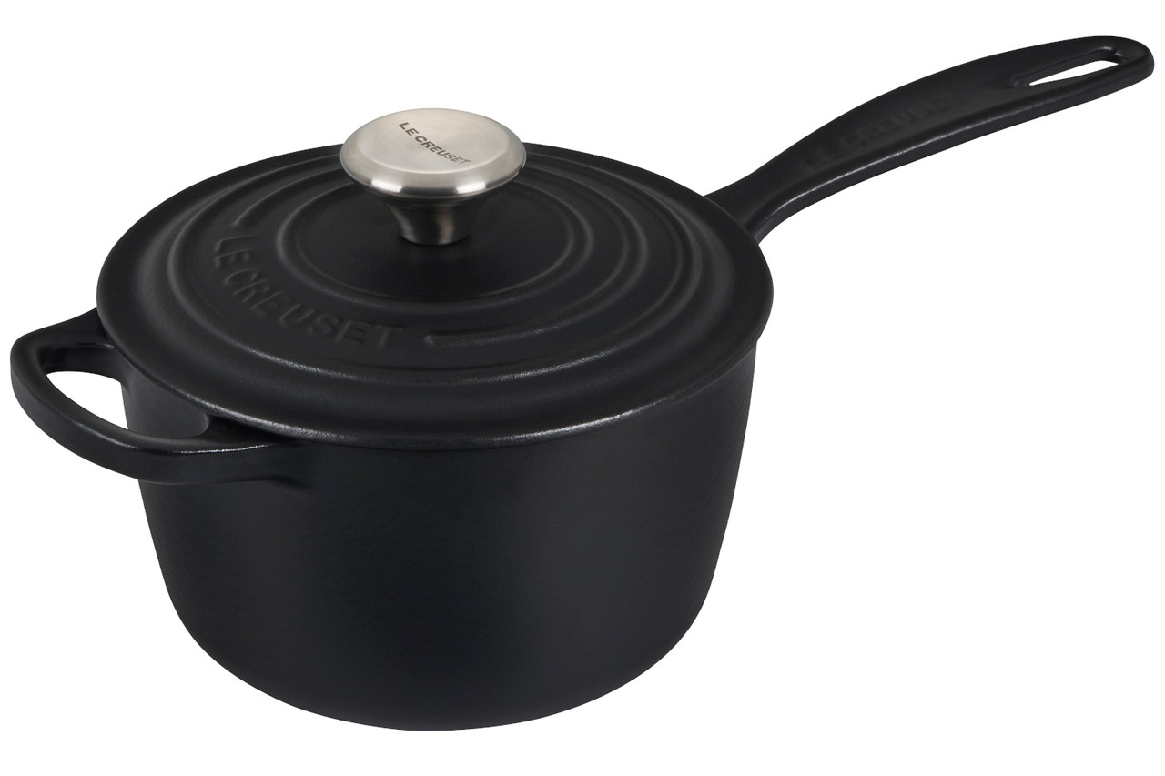 Le Creuset Signature 1.75-Qt. Oyster Grey Enameled Cast Iron Saucepan with  Lid + Reviews