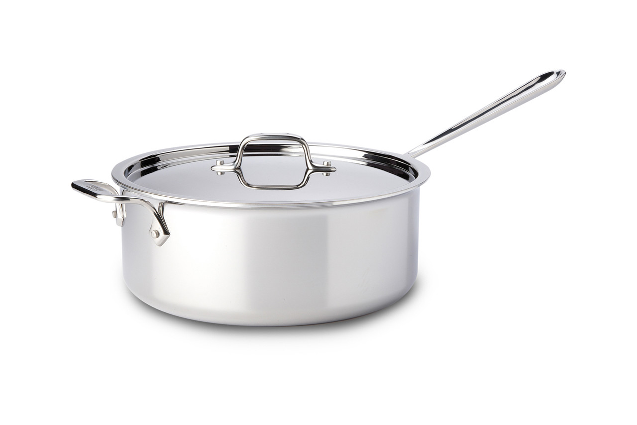 All-Clad d3 Stainless Steel 6 qt. Deep Saute Pan with Lid & Loop